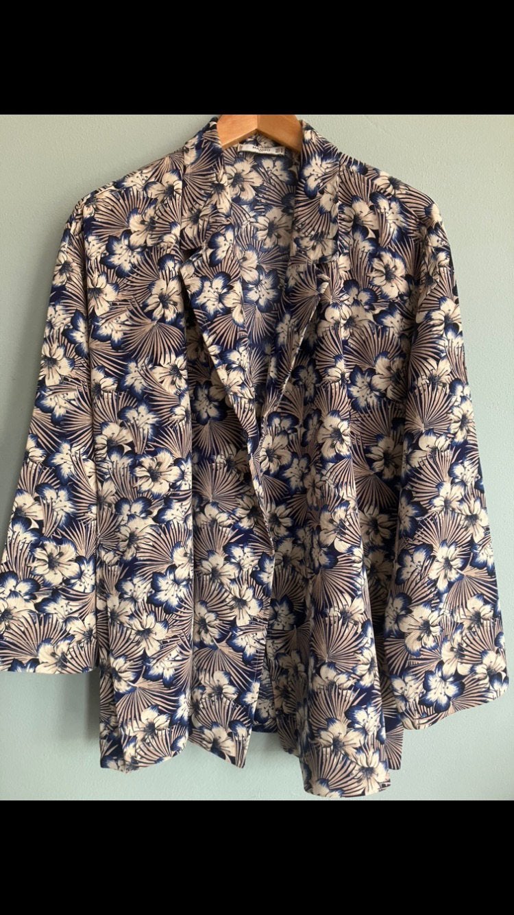 Mango kimono jasje blauw beige bloem M, Kleding | Dames, Ophalen of Verzenden, Zo goed als nieuw, Blauw