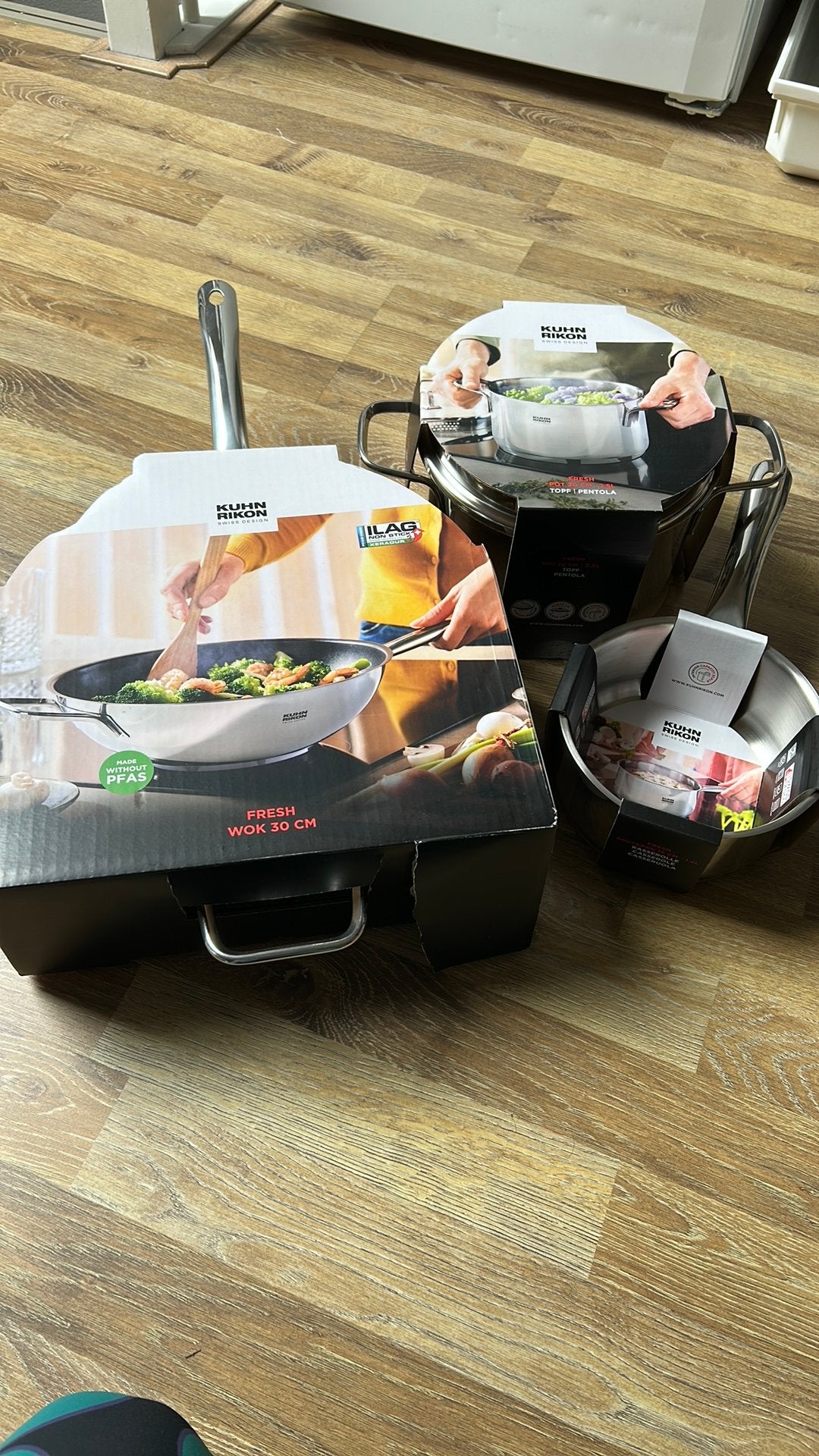 Pannenset nieuw, Huis en Inrichting, Keuken | Potten en Pannen, Ophalen of Verzenden, Zo goed als nieuw, Rvs, Pannenset