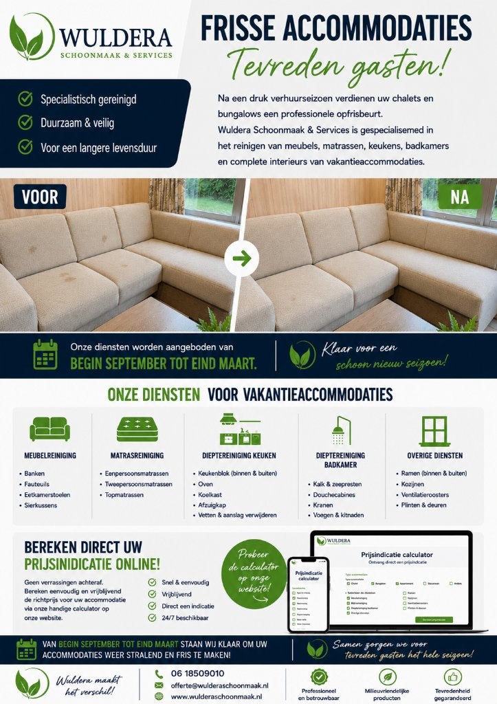 Specialistische reiniging chalet & vakantiehuis, Komt aan huis, Verzorging