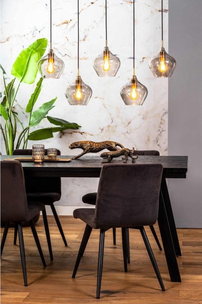 Prachtige hanglamp RAKEL Light & Living smoke glas, Huis en Inrichting, Ophalen of Verzenden, Nieuw, Glas, E27 (groot)