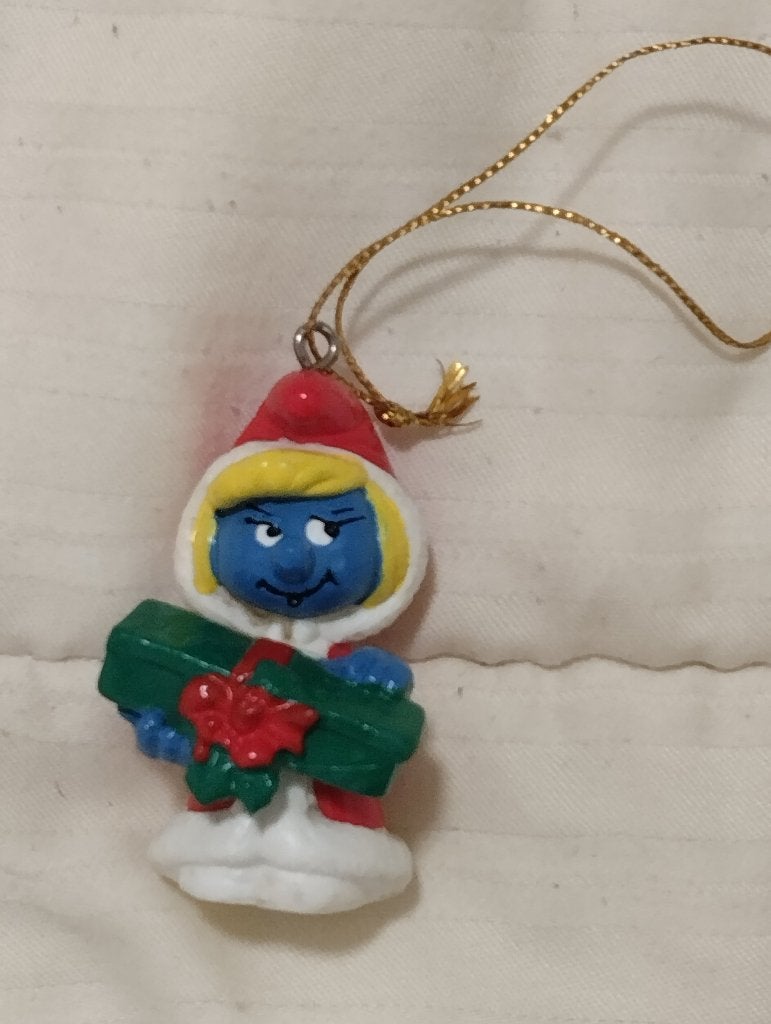 smurfin kerst decoratie met touwtje, Ophalen of Verzenden, Gebruikt, Verschillende Smurfen, Poppetje, Figuurtje of Knuffel