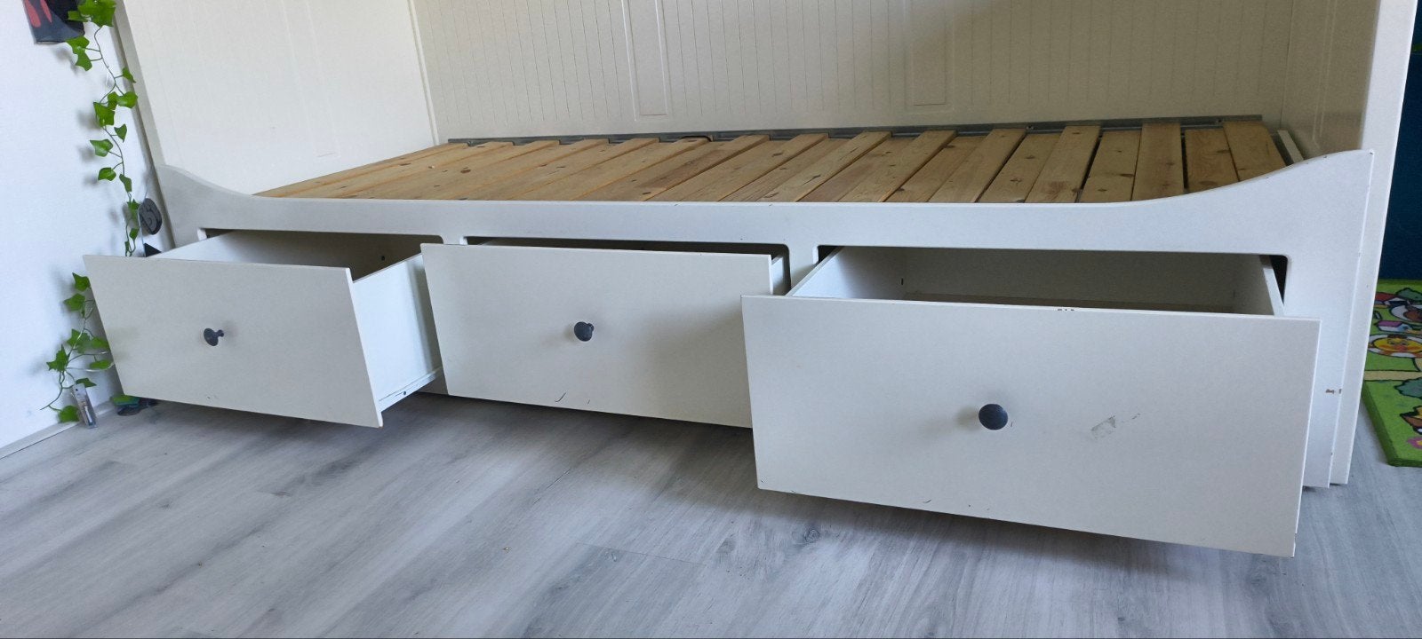 IKEA Hemnes Bedbank met 3 lades - Wit, Ophalen, Gebruikt, Wit, Tweepersoons