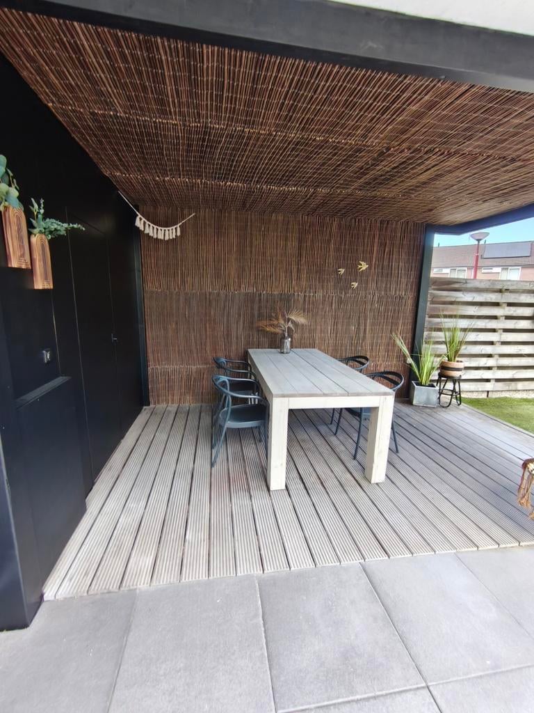 Robuuste houten tuintafel - Perfect voor buiten!, Ophalen, Gebruikt, Rechthoekig, Hout