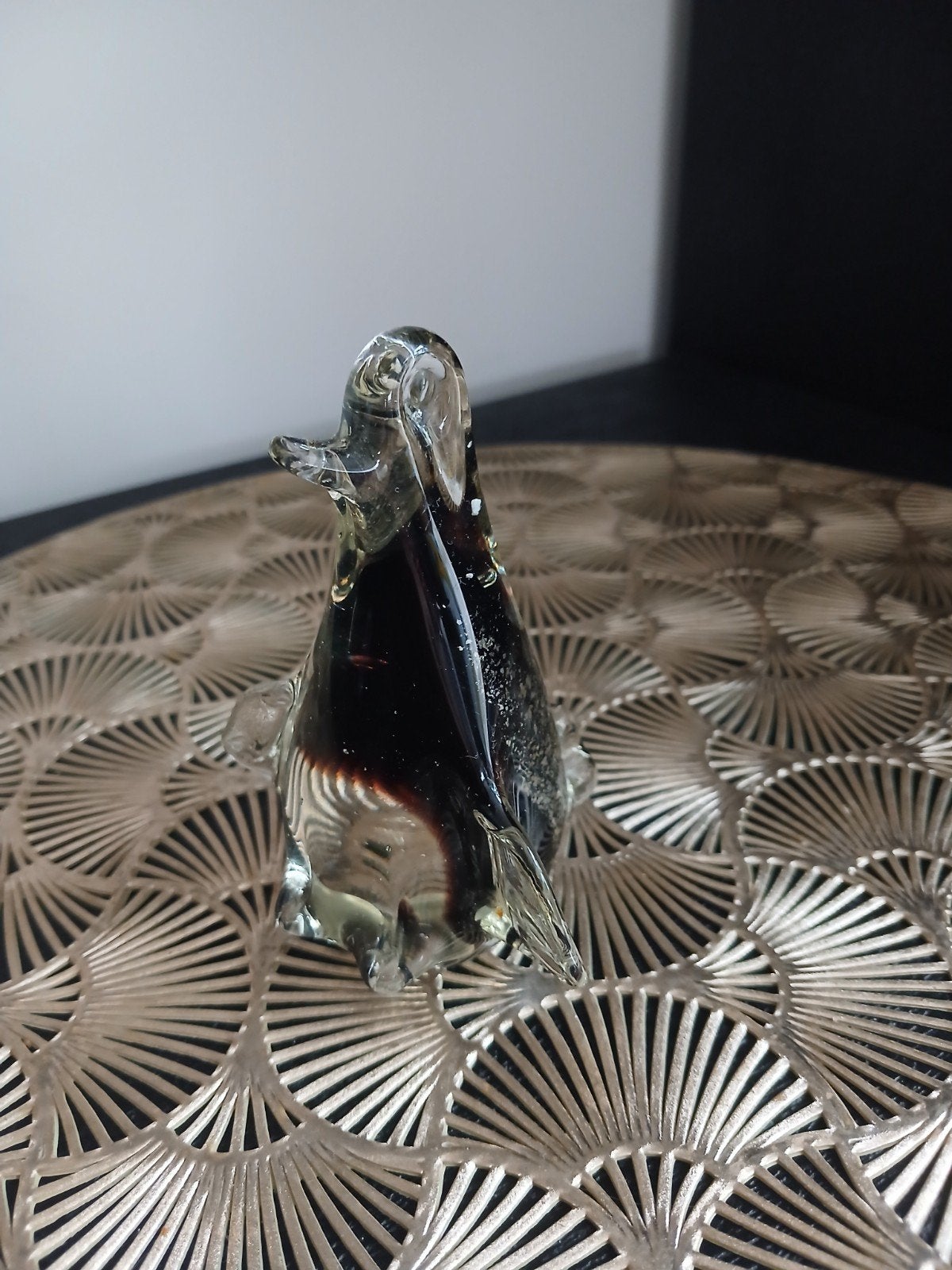 mondgeblazen murano glas pinguin glaskunst zwart gla, Ophalen of Verzenden