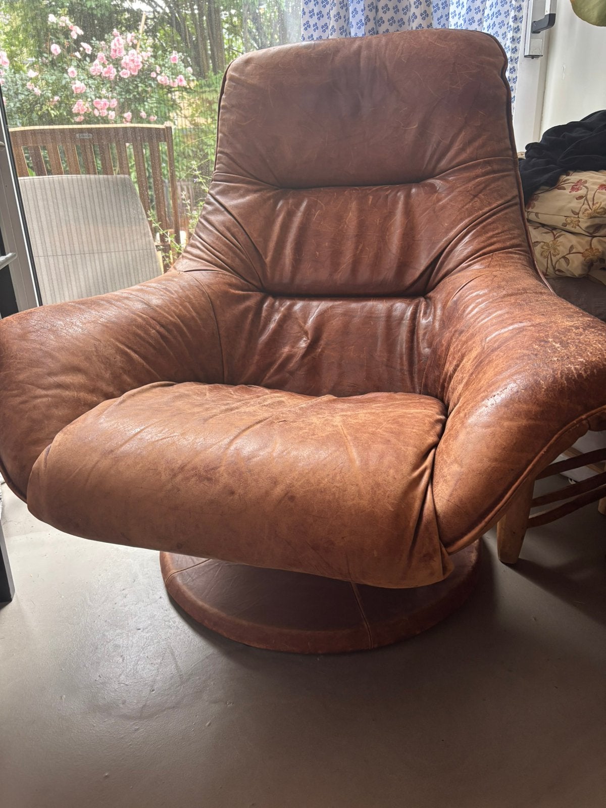 De Sede vintage draai fauteuil cognac, Huis en Inrichting, Fauteuils, Ophalen, Vintage, Zo goed als nieuw, 50 tot 75 cm