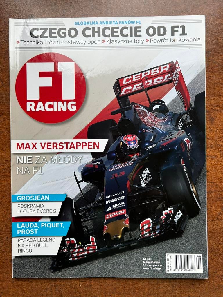 1x Poolse F1 RACING Nr. 133 van augustus 2015 met MAX, Ophalen of Verzenden, Zo goed als nieuw, Formule 1