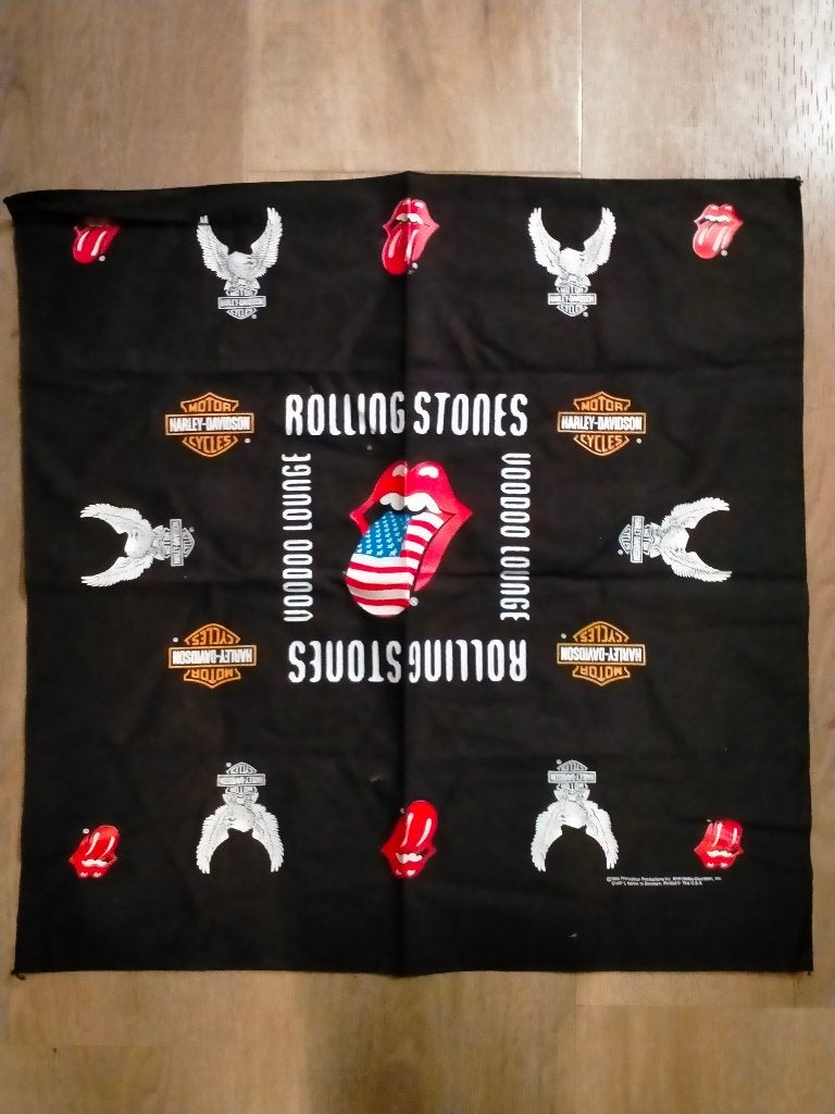 Rolling Stones Voodoo Lounge vintage logo bandana muziek, Verzenden, Gebruikt