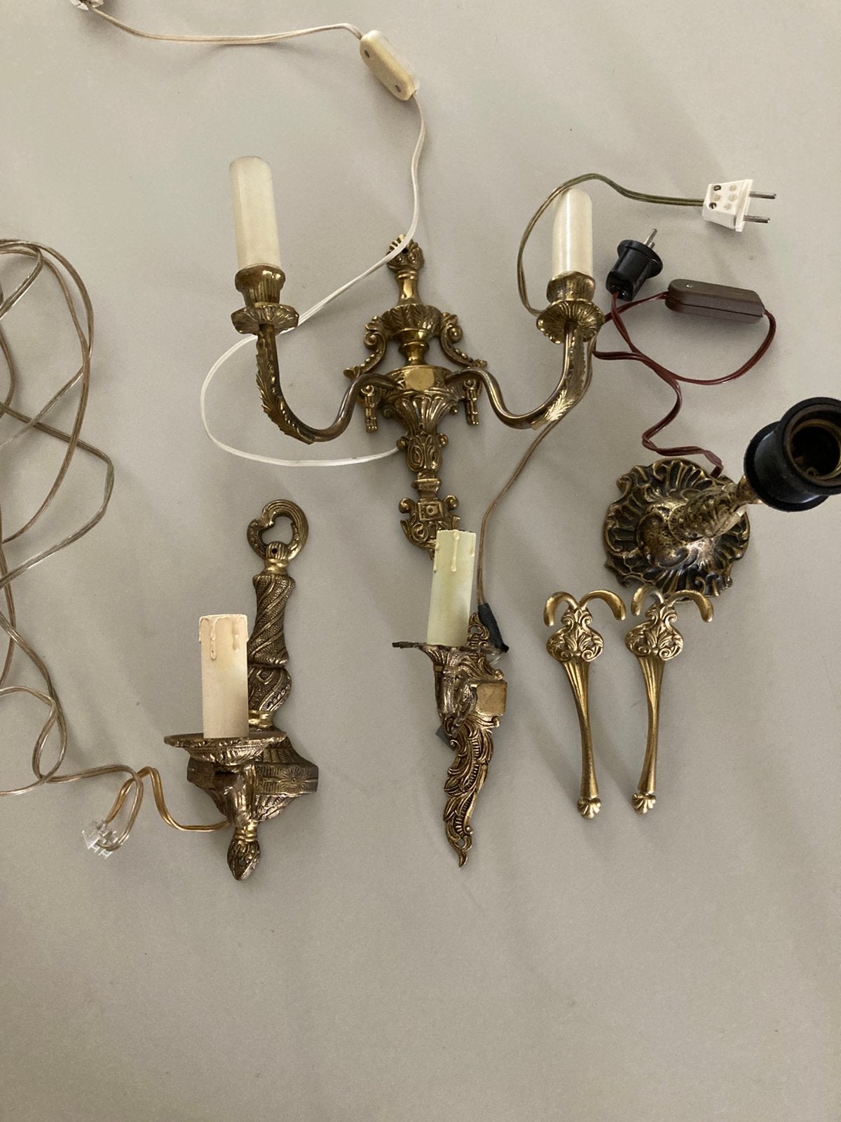 Antieken lampen wandlamp messing set, Antiek en Kunst, Ophalen of Verzenden