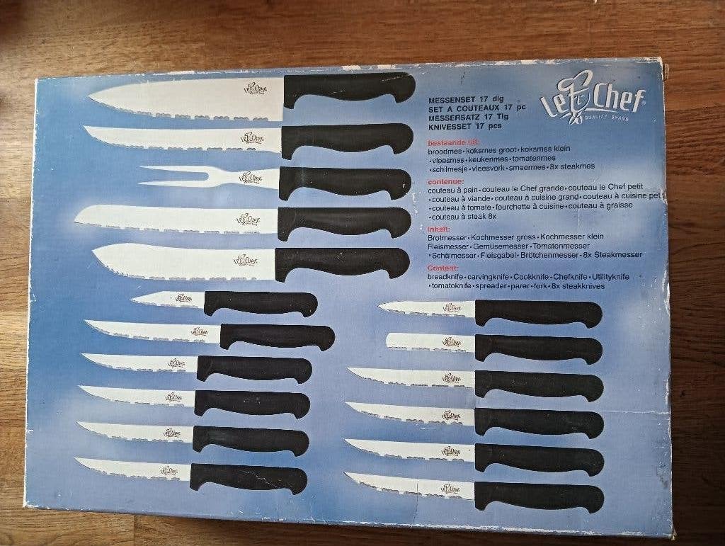 Le Chef Messenset 17-delig - Ongebruikt!, Ophalen of Verzenden, Nieuw, Rvs of Chroom, Bestekset