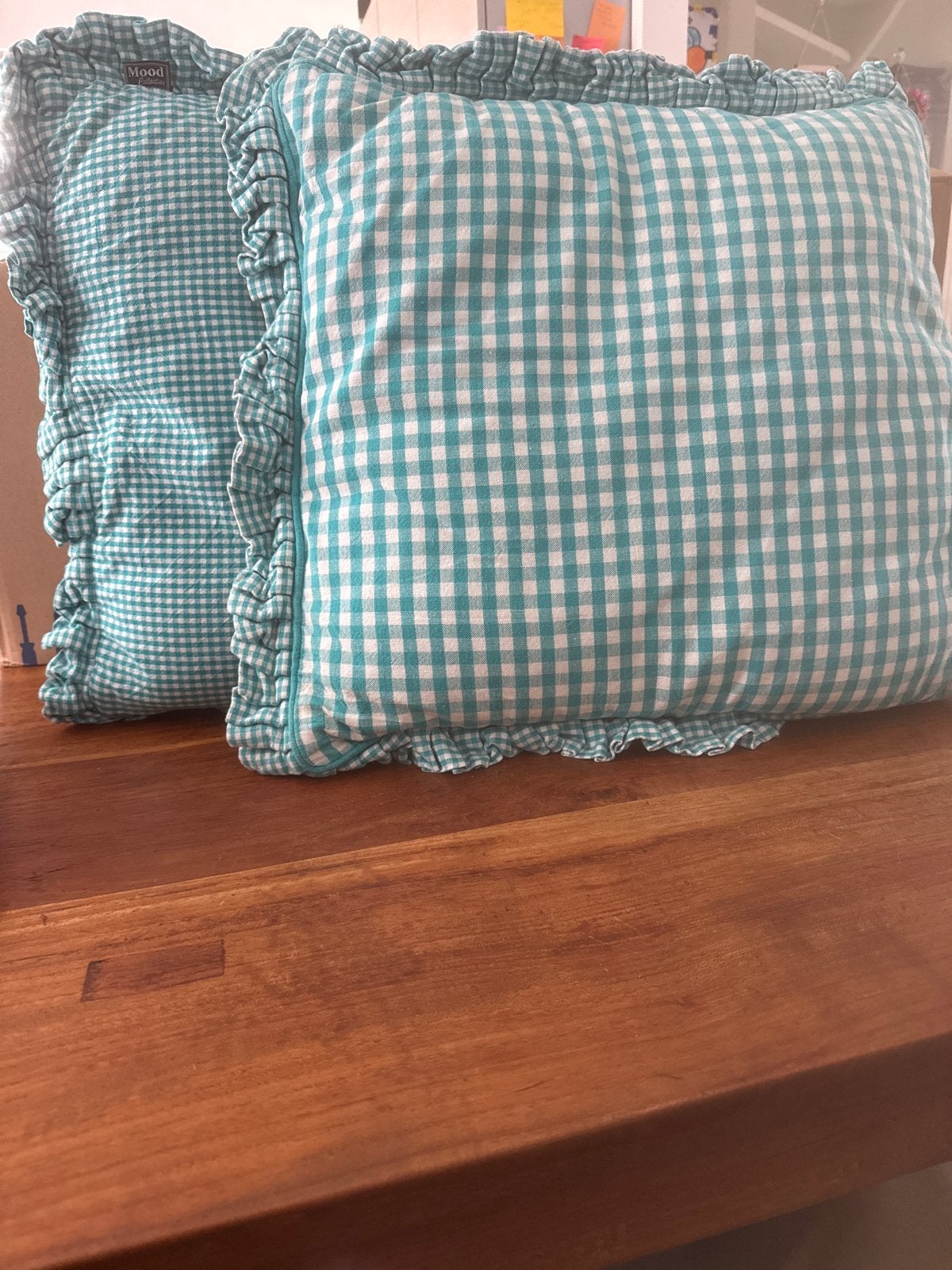 2x Mood Collection Sierkussens 50x50 cm - Geruit, Huis en Inrichting, Overige merken, Met print, Vierkant, Ophalen of Verzenden