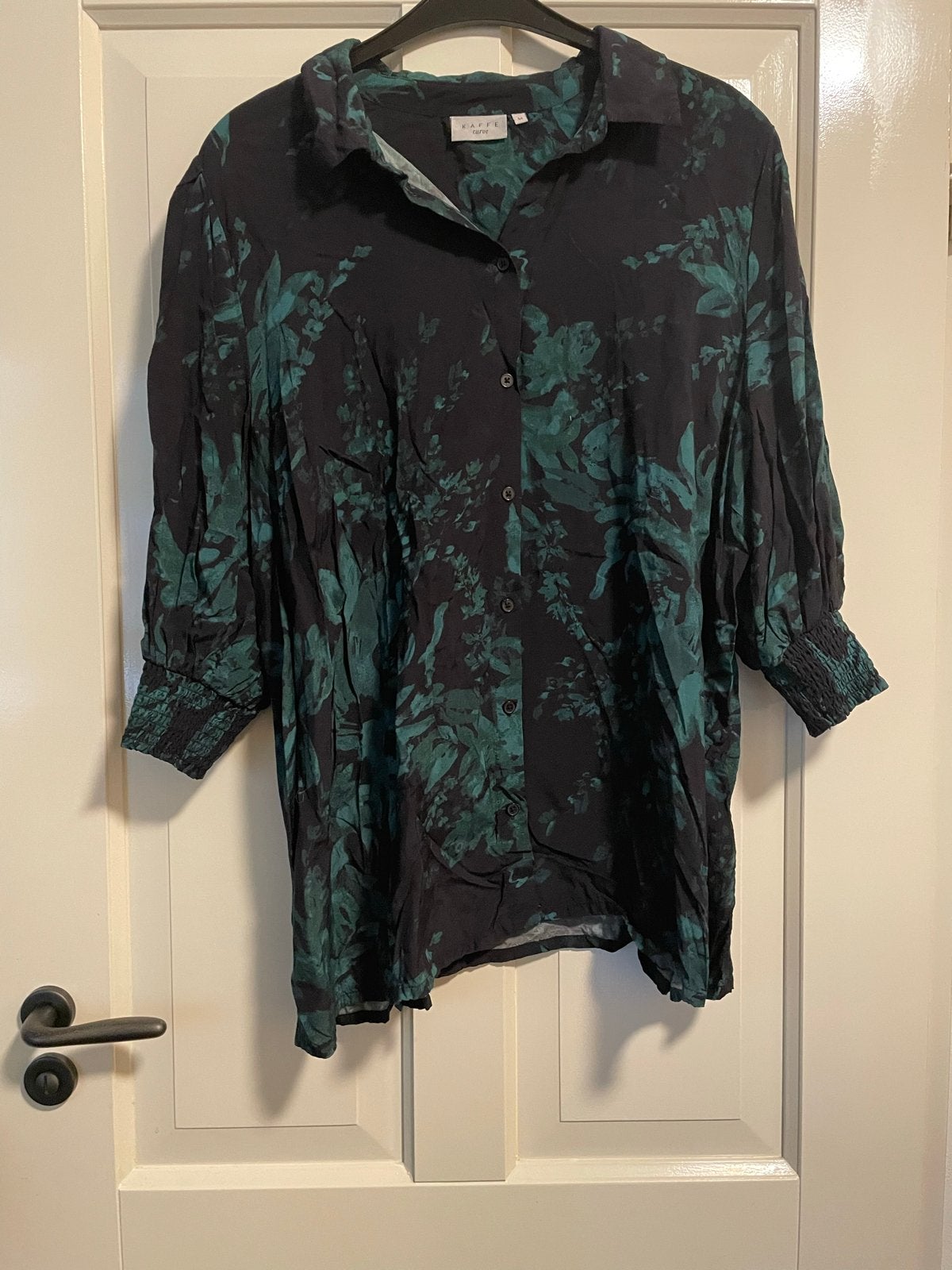 Kaffe Curve Blouse met Groen Bladprint - Maat 54, Ophalen of Verzenden, Zo goed als nieuw, Groen, Blouse of Tuniek