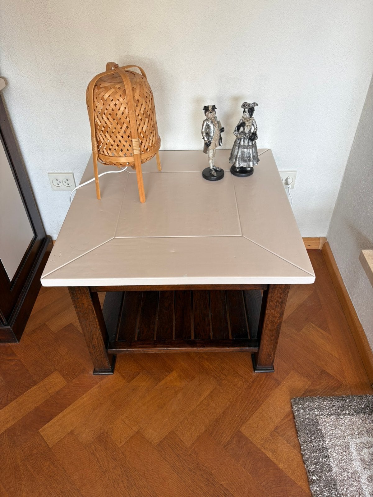 Houten bijzettafel 2x, Huis en Inrichting, Gebruikt, Vierkant, 55 tot 75 cm, Hout