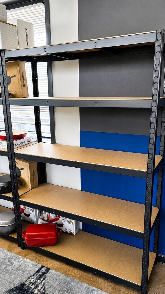 Zware Metalen Stellingkast / Magazijnrek – 5 Planken – Zwart, Ophalen, Van der Kunstraat 5, Zo goed als nieuw, HaMa