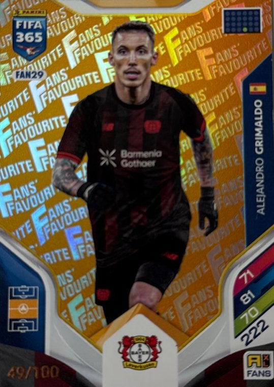 Een gouden AlexSandro Grimaldo FIFA 365 voetbal kaart 2026, Ophalen of Verzenden, Zo goed als nieuw, Buitenlandse clubs, Poster, Plaatje of Sticker