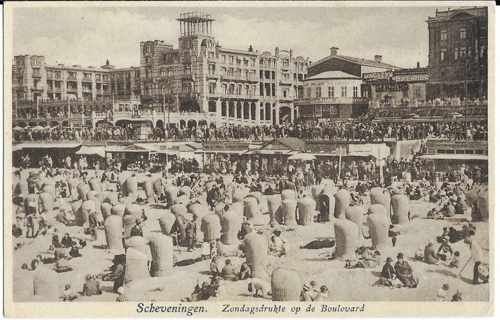 Scheveningen, Zondagsdrukte, Boulevard, strandstoelen, volk, Verzamelen, Verzenden, 1920 tot 1940, Gelopen, Zuid-Holland