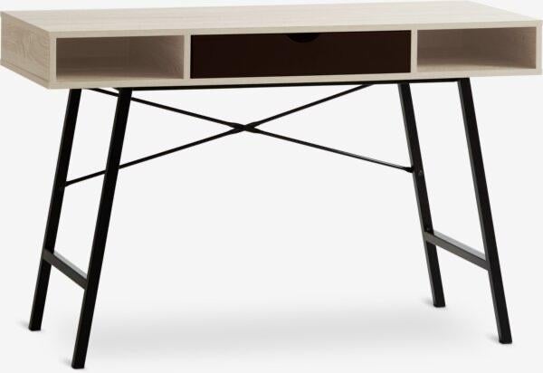 Jysk Bureau ABBETVED 48x120 - Licht Eiken/Zwart, Huis en Inrichting, Bureaus, Ophalen, Zwart, 120 cm, 48 cm