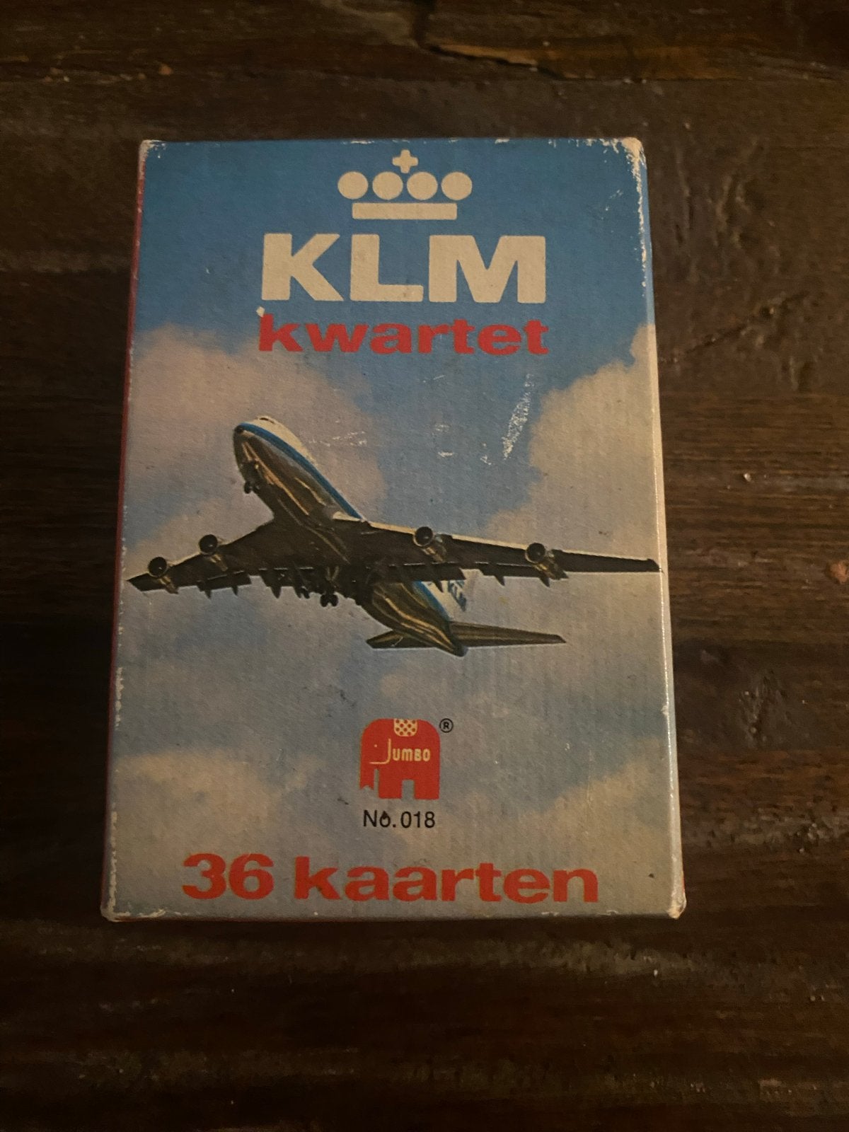 Vintage KLM Kwartetspel - Jumbo No. 018, Ophalen of Verzenden, Gebruikt, Kwartet(ten)