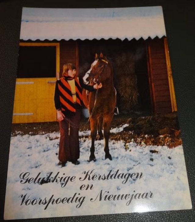 Paarden - Jongen met paard in sneeuw, Verzenden, 1960 tot 1980, Gelopen, Paard