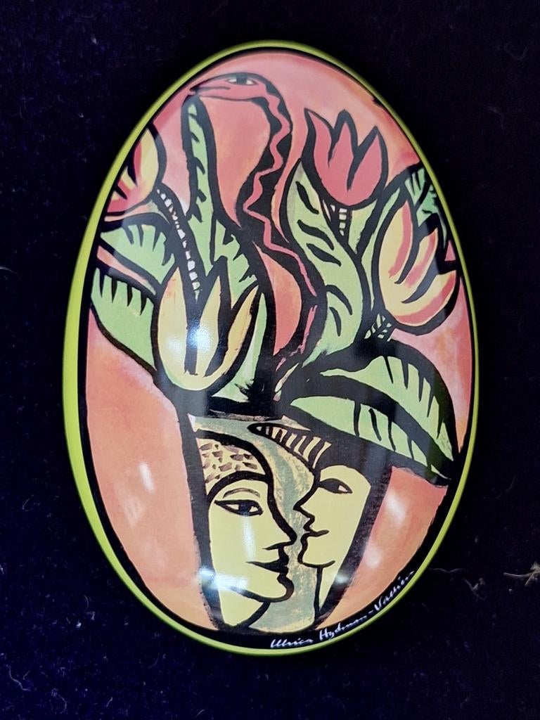 Ulrica hydman vallien- grote metalen opberg ei-gesigneerd, Antiek en Kunst, Ophalen of Verzenden