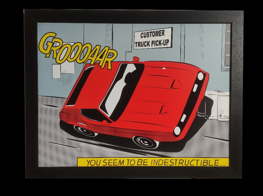 Gave grote ingelijste Pierre Straplias pop art Afbeelding, Ophalen, Print, Handgemaakt