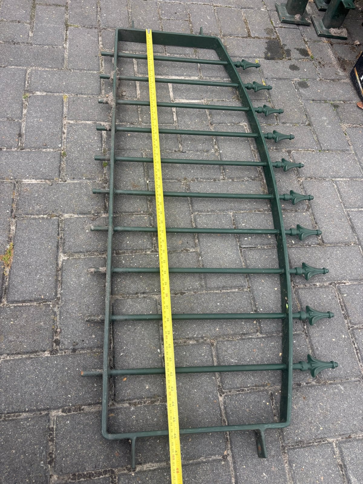 6x Hekwerkdelen met 7x massieve stalen paaltjes, Tuin en Terras, Ophalen, Gebruikt, IJzer, Sierhekwerk