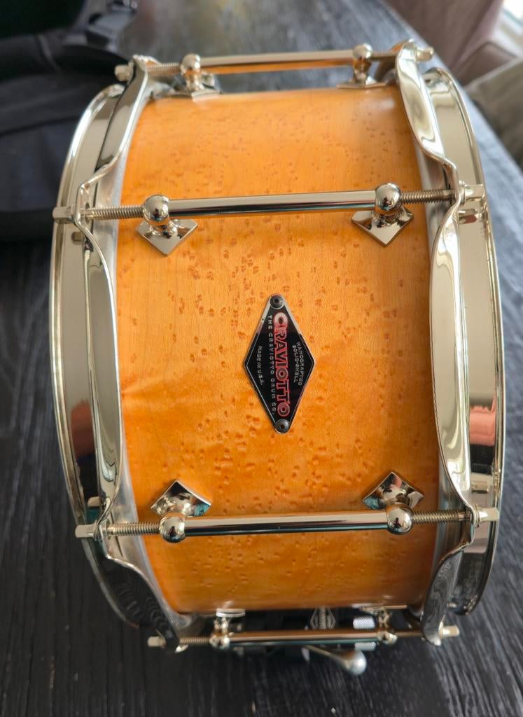 Craviotto 12"x6" Solid Shell Birdseye Maple Snare (2006, sig, Ophalen, Zo goed als nieuw, Overige merken