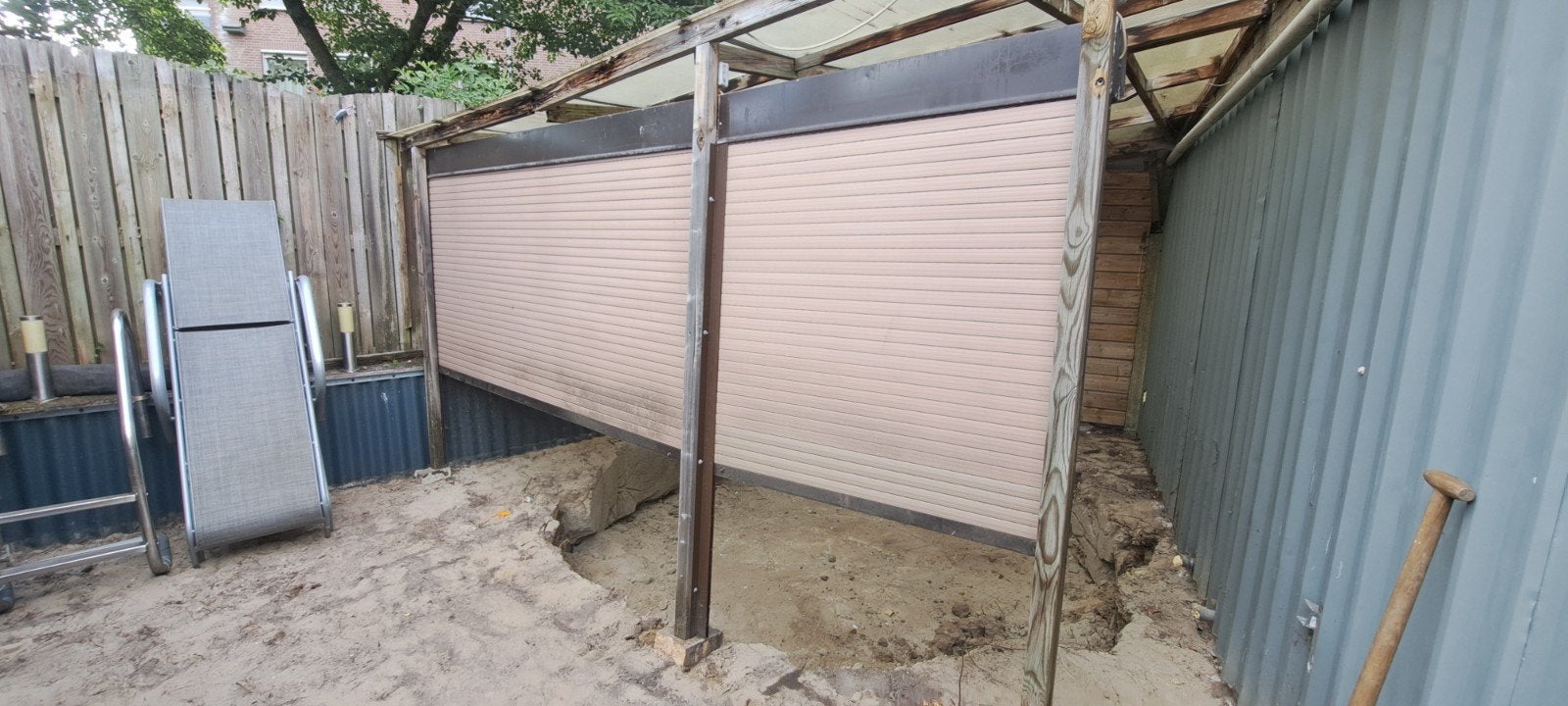electrische Rolluiken 131x215h en 264x215h, Doe-het-zelf en Verbouw, Ophalen, Gebruikt, Bruin, 200 cm of meer
