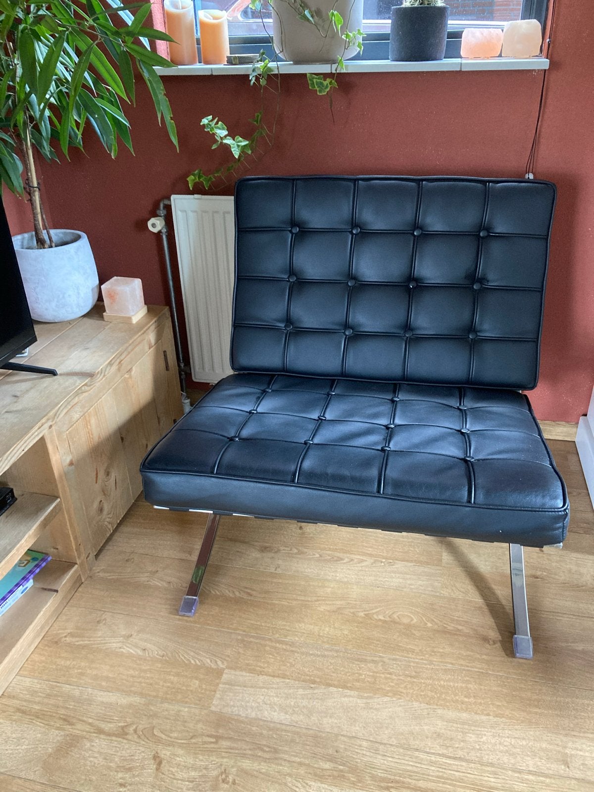 Leren Barcelona stoel replica - Zwart, Ophalen, Zwart, Leer, Zo goed als nieuw