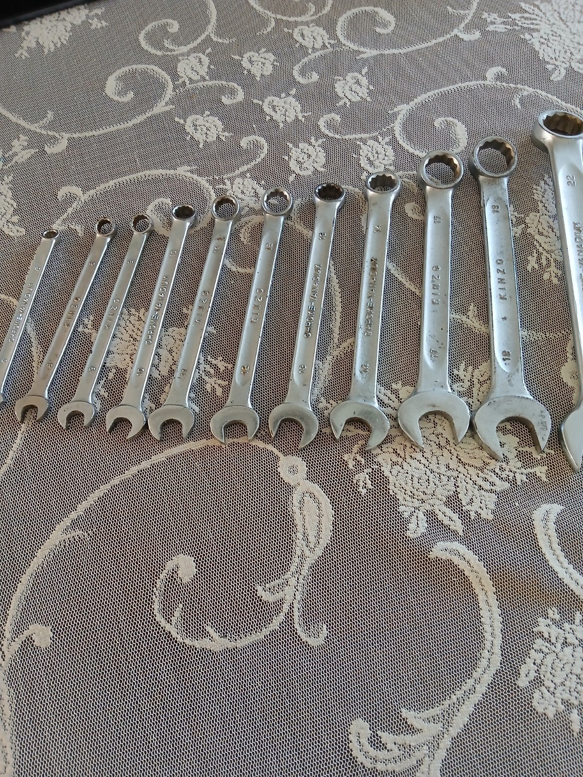 11 steeksleutels Kinzo Chrome Vanadium, Ophalen of Verzenden, Gebruikt, Sleutel/ratel, Overige merken