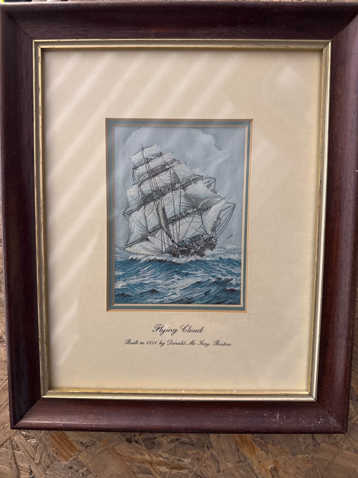 Ingelijste prent van de 'Flying Cloud' clipper, Ophalen of Verzenden