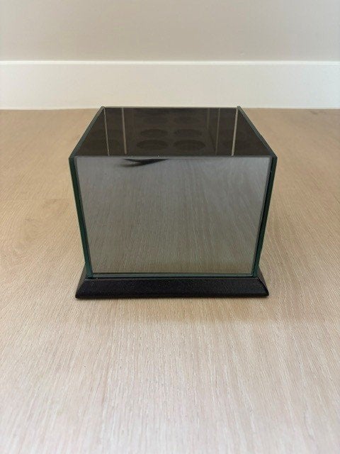 Glazen waxinelichthouder spiegelglas – 4 theelichtjes, Waxinelichthouder, Ophalen of Verzenden, Overige merken, Zwart