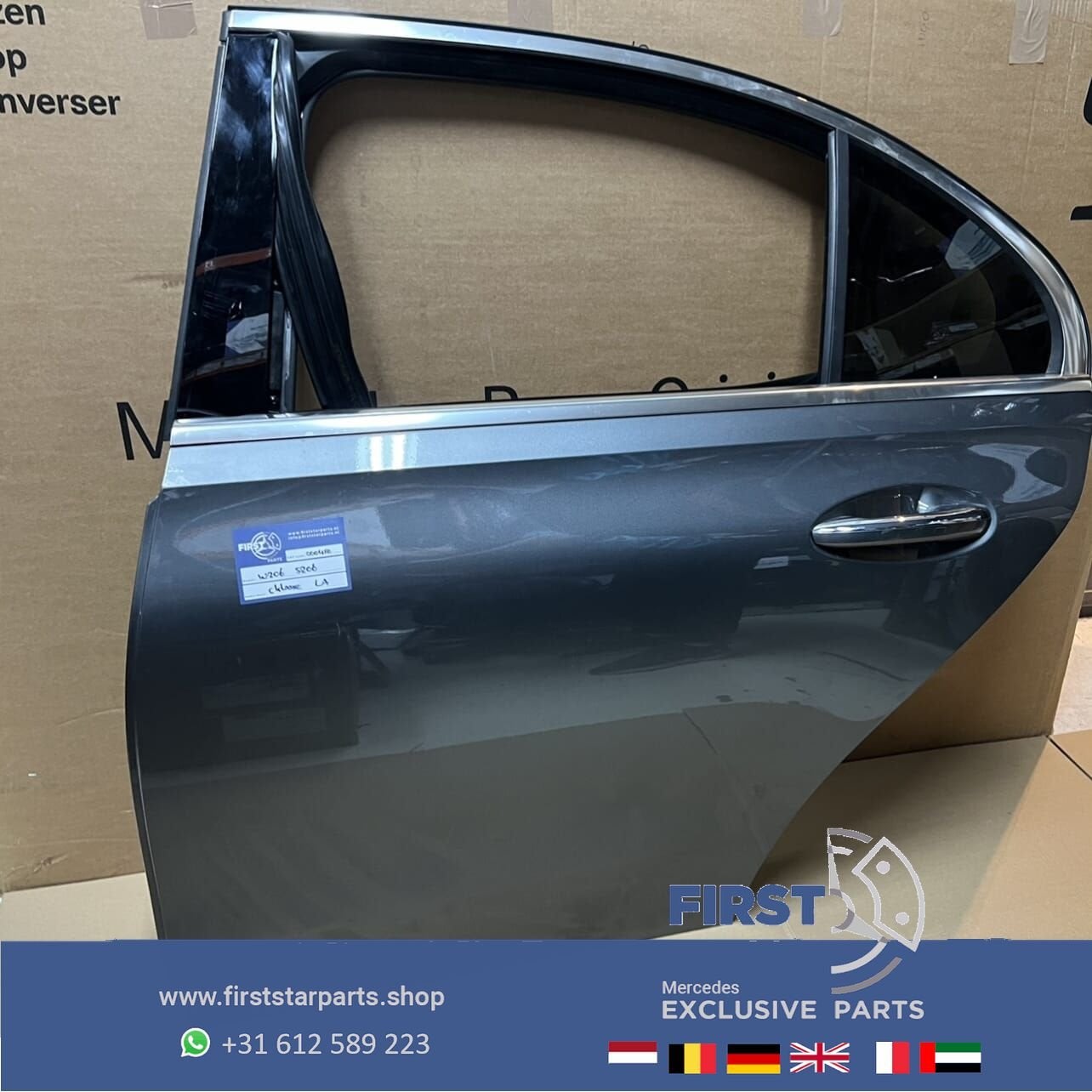 W206 LIMOUSINE C KLASSE DEUR PORTIER GRIJS COMPLEET LINKSACH, Gebruikt, -, Deur, Ophalen of Verzenden