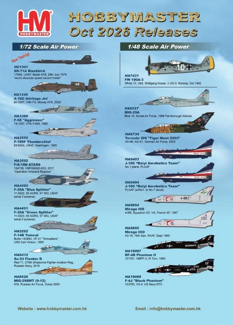 Hobby Master Leaflet October 2026, Ophalen, Schaalmodel, Nieuw, Pilot Station