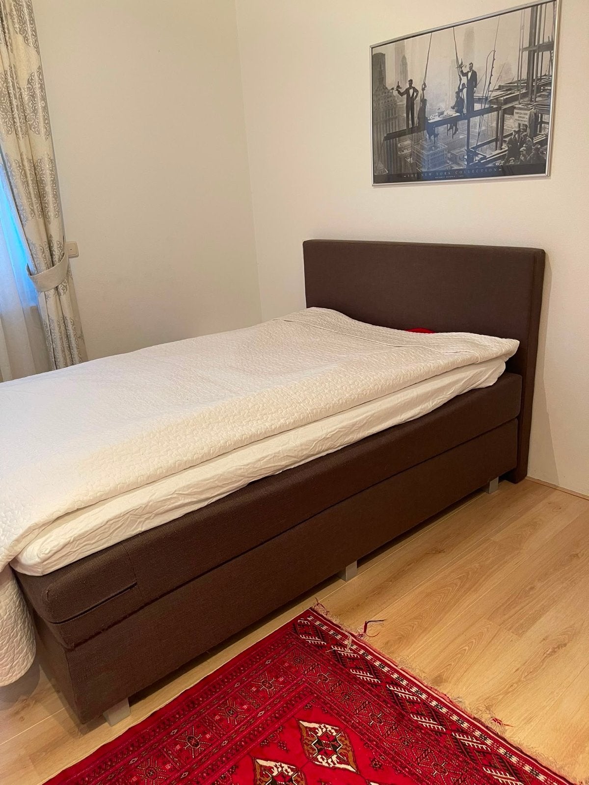 Comfortabel tweepersoons bed 140x200 cm, Ophalen, Gebruikt, Bruin, 140 cm