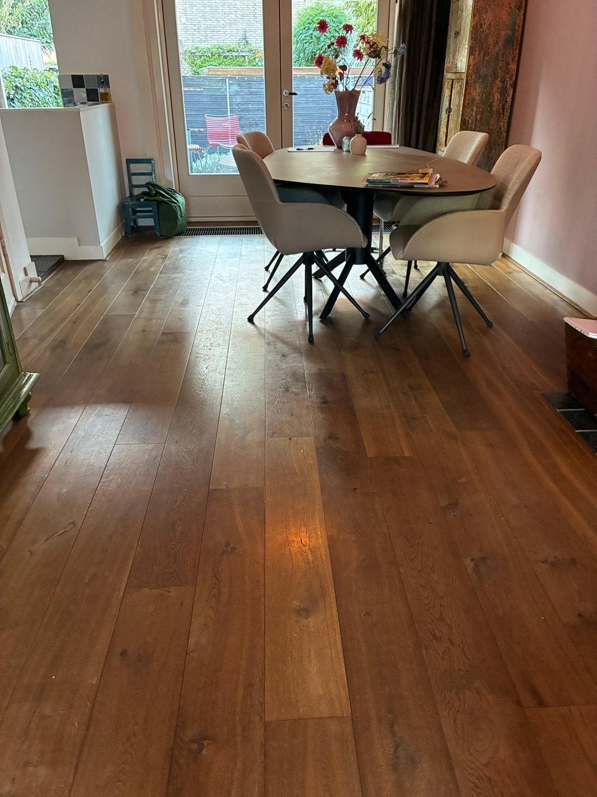 Eiken multiplank vloer Avance Floor, dubbel gerookt, 30 m², Ophalen, Gebruikt, Vloerdelen of -planken, 10 m² of meer