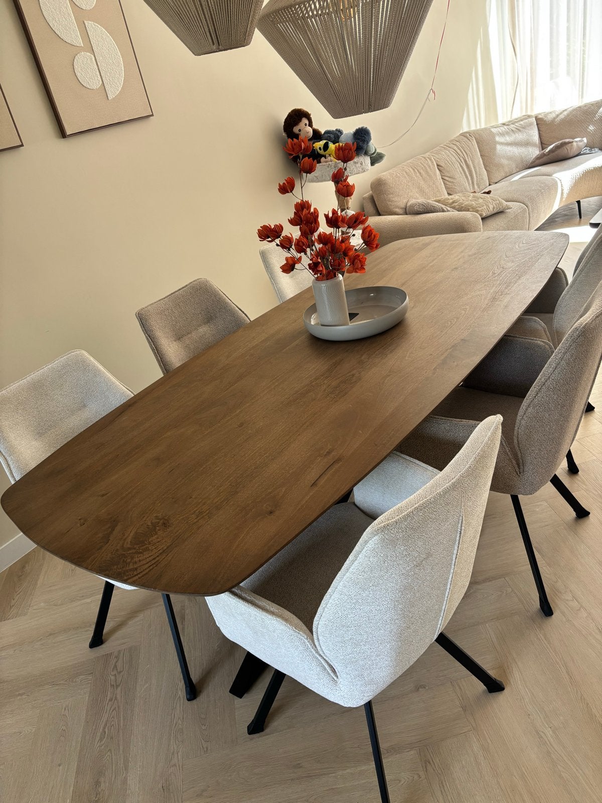 Deens ovale eettafel, Ophalen, Gebruikt, 200 cm of meer, 50 tot 100 cm