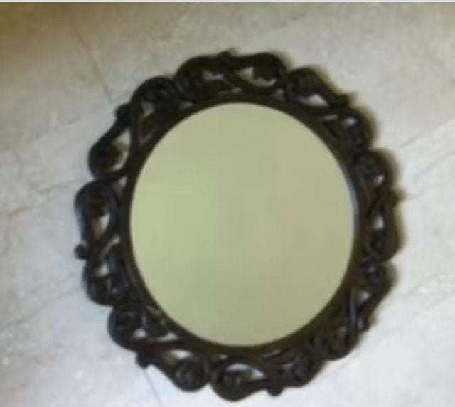 Spiegel Vintage houten rand diameter 60 cm, Rond, Ophalen of Verzenden, Zo goed als nieuw, Minder dan 100 cm