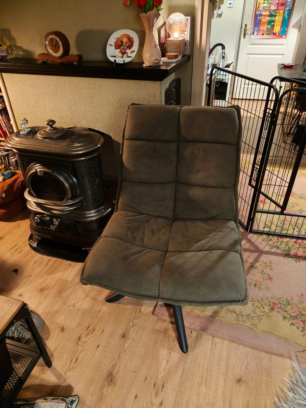 Draaifauteuil Groen, Huis en Inrichting, Ophalen, Modern, Comfortabel, Gebruikt, 75 tot 100 cm