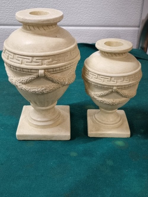 kandelaars steen met sierlijke decoratie classic, Ophalen of Verzenden, 'T Olde Gre-j, Info@toldegrej.nl, Endepoelstraat 20f Didam