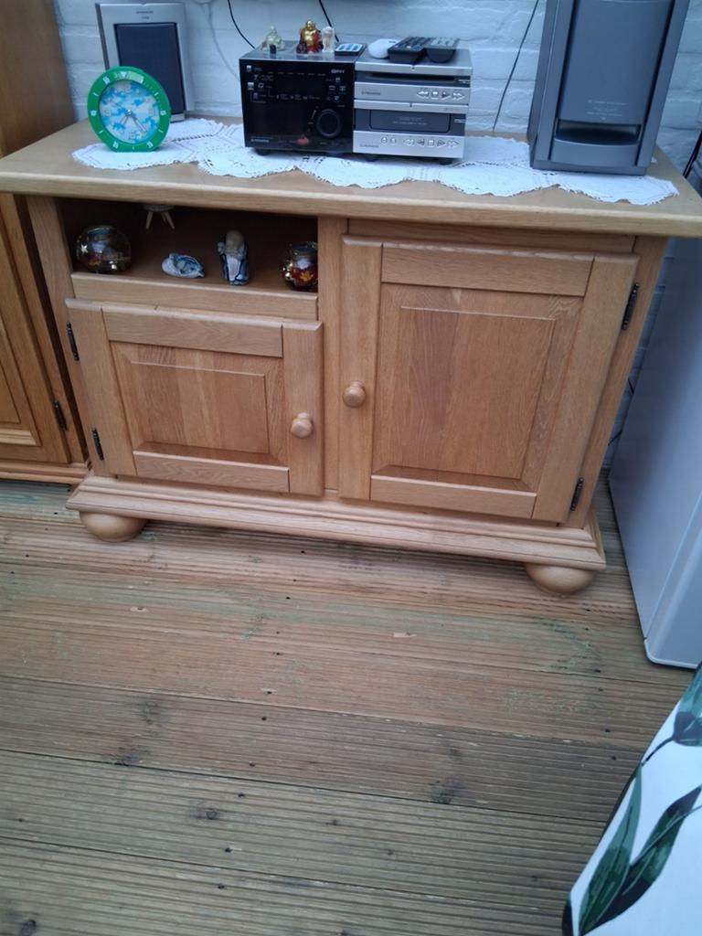 Eikenhouten dressoir met opbergruimte, Ophalen, Gebruikt, 100 tot 150 cm, 100 tot 150 cm