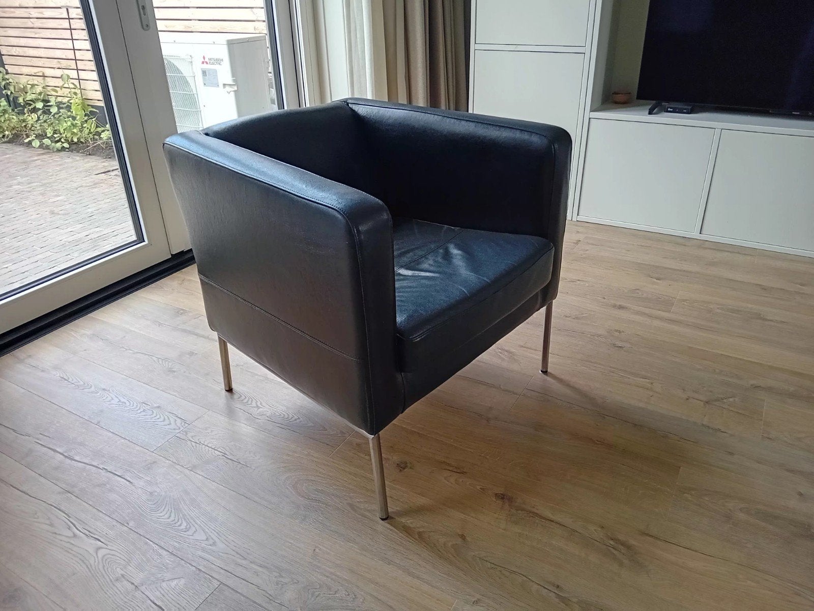 zwarte fauteuil / stoel IKEA Skaileer, Ophalen, Gebruikt
