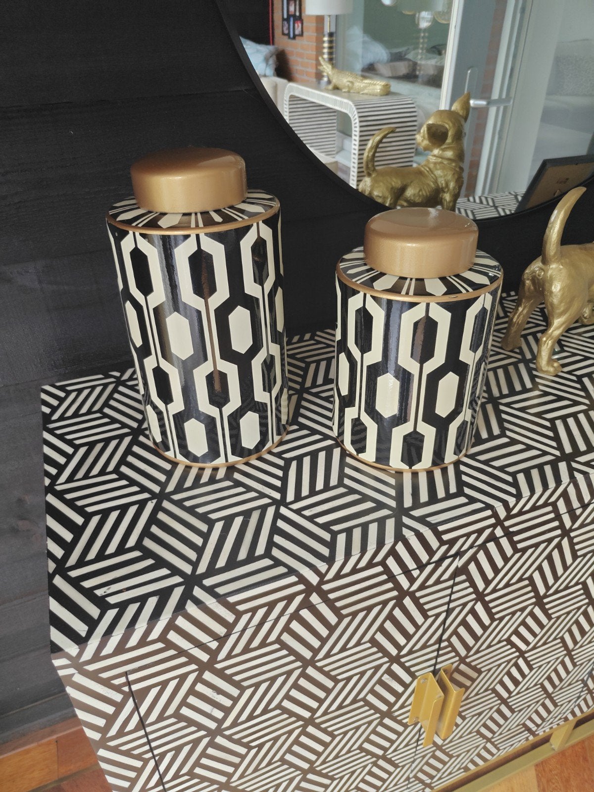 richmond set van 2 decoratieve vazen, Ophalen of Verzenden, Zo goed als nieuw, Zwart, Modern