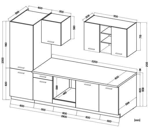 keuken 280 cm spotgoedkoop met zeer mooi werkblad nieuw, Overige materialen, Bruin, Nieuw, Enkelwandige keuken