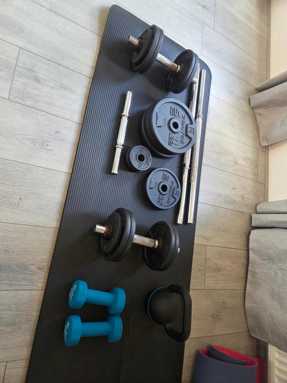 Uitgebreide Gewichtenset: Halters, Halterschijven & Kettlebe, Ophalen of Verzenden, Zo goed als nieuw, Benen, Dumbbell