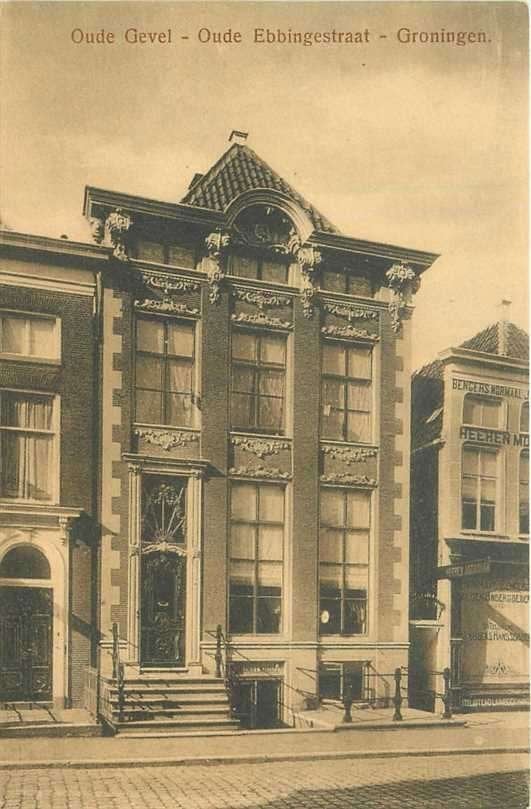 300-042-003 Groningen Oude gevel, Oude Ebbingsestraa, Verzamelen, Verzenden, Voor 1920, Groningen