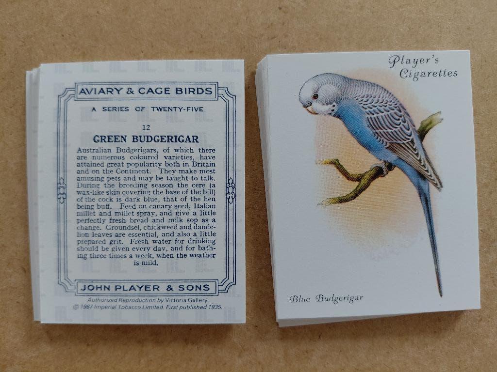 Aviary & Cage Birds compl set 25 grote cigarette cards REPRO, Ophalen