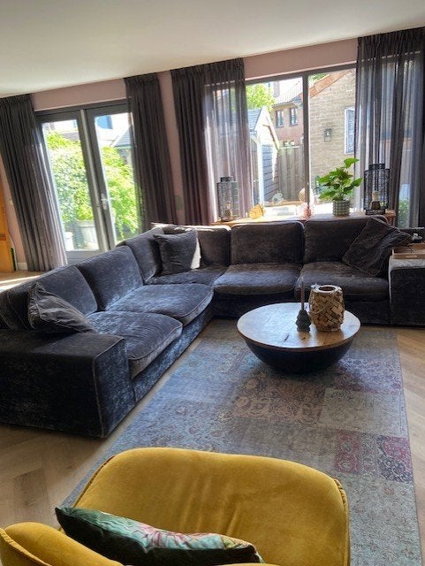 Hoekbank met hocker, gratis af te halen, Ophalen, 250 tot 300 cm, Gebruikt, 100 tot 125 cm