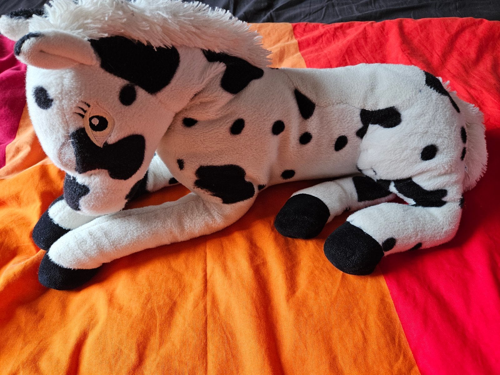 Groot gevlekt paard knuffel - Zwart-wit, Paard, Gebruikt, Ophalen of Verzenden, Middelgroot (20 tot 80 cm)