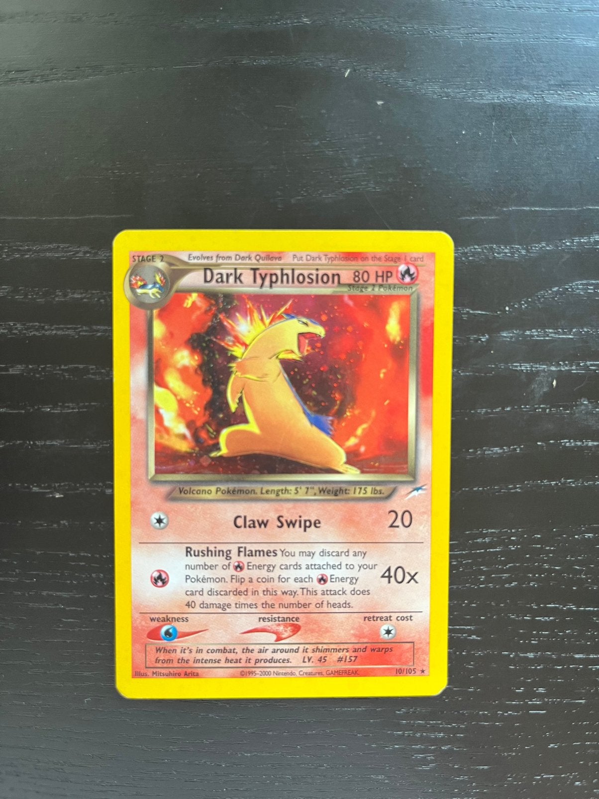 Dark Typhlosion holo 10/105 - Neo Destiny, Ophalen of Verzenden, Zo goed als nieuw, Losse kaart, Foil