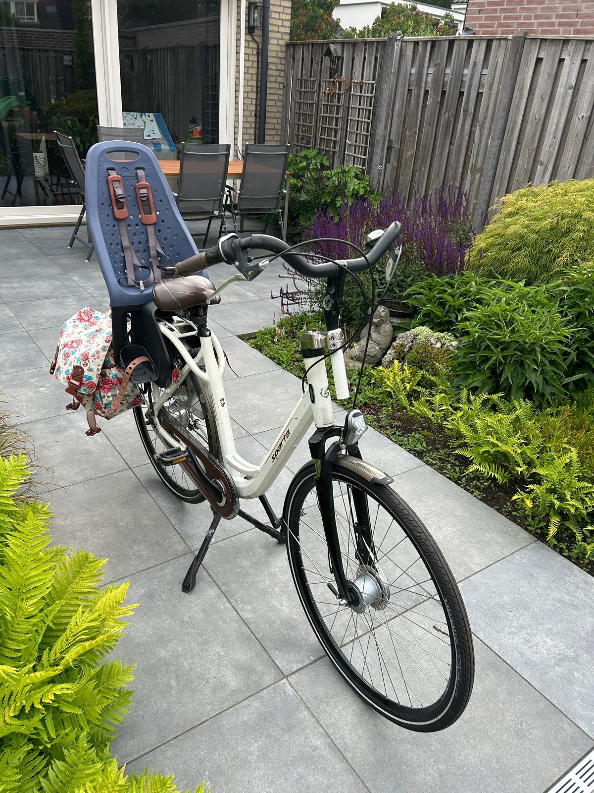 Sparta Amazone mamafiets met Yepp zitje en fietstassen, Ophalen, Sparta, 50 tot 53 cm, Gebruikt